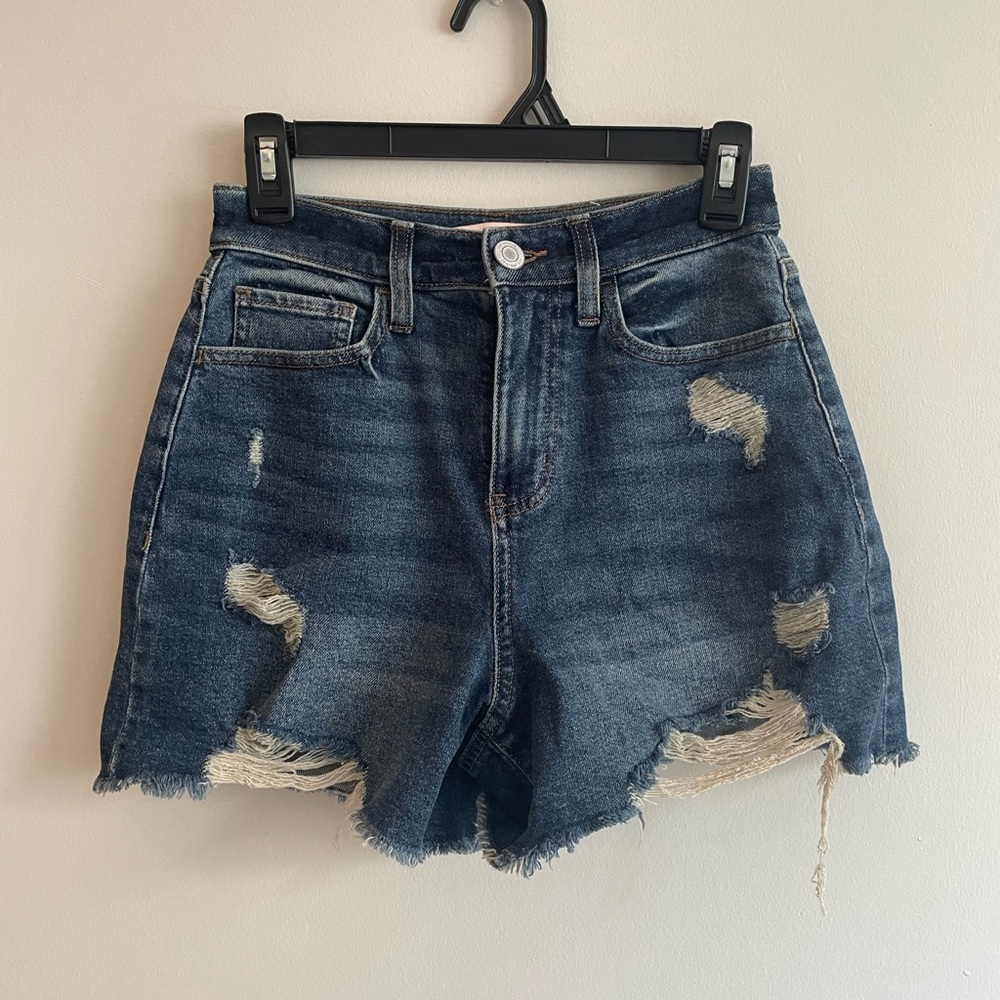SO Dark Blue Distressed Jean Shorts